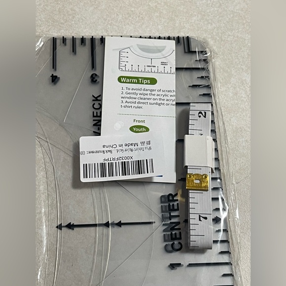 9Pcs Tshirt-Ruler Guide to Center Vinyl, Transparent V-Neck/Round PVC Ruler - Picture 4 of 5